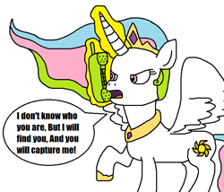 Size: 669x573 | Tagged: safe, artist:logan jones, princess celestia, alicorn, pony, angry, crown, female, jewelry, movie reference, phone, regalia, taken, uselesstia