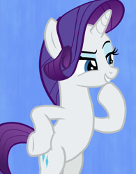 Size: 561x718 | Tagged: safe, screencap, rarity, pony, unicorn, she's all yak, bipedal, cropped, female, mare, raised hoof, solo