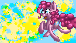 Size: 1920x1080 | Tagged: safe, artist:clayman778, pinkie pie, earth pony, pony, open mouth, raised hoof, solo