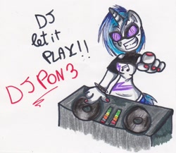 Size: 1622x1407 | Tagged: safe, artist:rd-fover, dj pon-3, vinyl scratch, anthro, solo