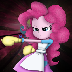 Size: 4000x4000 | Tagged: safe, artist:vicakukac200, pinkie pie, equestria girls, friendship games, absurd resolution, apron, clothes, mittens, oven mitts, scene interpretation, solo