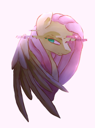 Size: 2988x4012 | Tagged: safe, artist:tuxisthename, fluttershy, pegasus, pony, absurd resolution, bust, error, glitch, looking away, looking sideways, portrait, simple background, solo, white background