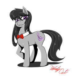 Size: 600x639 | Tagged: safe, artist:bloodycat, octavia melody, earth pony, pony, black mane, female, gray coat, mare, pixiv, solo