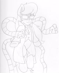 Size: 2304x2839 | Tagged: safe, artist:blackbewhite2k7, octavia melody, earth pony, pony, commission, crossover, doctor octavia, doctor octopus, female, lineart, mare, monochrome, sketch, solo, sonata du octave, spider-man