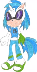 Size: 1540x2990 | Tagged: safe, artist:bluespeedsfan92, dj pon-3, vinyl scratch, anthro, plantigrade anthro, solo, sonic the hedgehog (series), sonicified, style emulation, traditional art