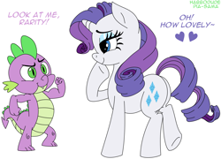 Size: 1962x1412 | Tagged: safe, artist:habbodude, artist:pia-sama, rarity, spike, dragon, pony, unicorn, female, male, shipping, sparity, straight