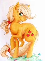 Size: 1024x1392 | Tagged: safe, artist:blaadie, applejack, earth pony, pony, solo, traditional art, watermark