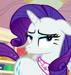 Size: 664x706 | Tagged: safe, screencap, rarity, silverstream, pony, unicorn, the end in friend, cropped, female, pfft, salivating, solo, spitting