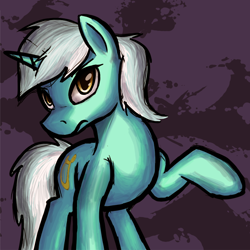 Size: 770x770 | Tagged: safe, artist:paper-pony, lyra heartstrings, pony, unicorn, abstract background, female, mare, raised hoof, solo