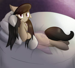 Size: 2000x1800 | Tagged: safe, artist:franticlava, octavia melody, earth pony, pony, bed, clothes, cute, female, looking at you, mare, nightgown, on bed, pillow, see-through, solo, tavibetes