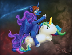 Size: 1300x1000 | Tagged: safe, artist:the1xeno1, princess celestia, princess luna, alicorn, pony, female, goggles, mare, plushie, royal sisters, smiling, space