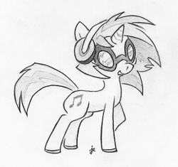 Size: 716x672 | Tagged: safe, artist:swiftcutter, dj pon-3, vinyl scratch, pony, unicorn, headphones, monochrome, solo