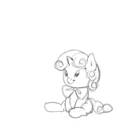 Size: 650x650 | Tagged: safe, artist:carnifex, sweetie belle, bowtie, cute, diasweetes, monochrome, sketch, solo