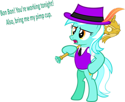 Size: 2204x1802 | Tagged: safe, artist:zacatron94, lyra heartstrings, pony, bipedal, lyra pimpstrings, pimp, simple background, solo, transparent background, twilight scepter