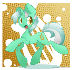 Size: 800x770 | Tagged: safe, artist:pegasisters82, lyra heartstrings, pony, unicorn, abstract background, colored pupils, cutie mark background, smiling, solo