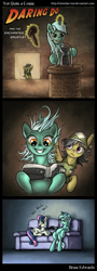 Size: 550x1520 | Tagged: safe, artist:choedan-kal, bon bon, daring do, lyra heartstrings, sweetie drops, blah, comic, like a boss, power glove