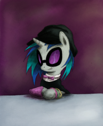 Size: 800x984 | Tagged: safe, artist:hewison, dj pon-3, vinyl scratch, pony, unicorn, classy, glowstick, solo