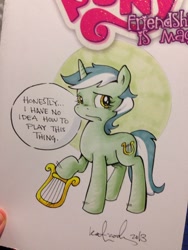 Size: 852x1136 | Tagged: safe, artist:katiecandraw, lyra heartstrings, katie does it again, lyre, solo