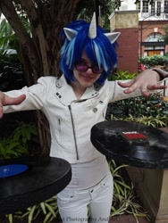 Size: 750x1000 | Tagged: safe, artist:meevist, dj pon-3, vinyl scratch, human, cosplay, irl, irl human, katsucon, necklace, photo, record, solo