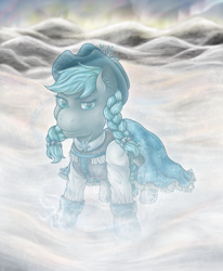 Size: 2632x3190 | Tagged: safe, artist:kukotte, applejack, spirit of hearth's warming past, earth pony, pony, a hearth's warming tail, snow, snowfall