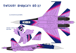 Size: 1800x1274 | Tagged: safe, artist:lonewolf3878, derpibooru import, twilight sparkle, twilight sparkle (alicorn), alicorn, pony, aircraft, female, jet fighter, mare, plane, ponified, russian, su-27, warplane