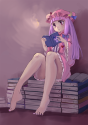 Size: 1000x1419 | Tagged: safe, artist:looooofa, derpibooru import, twilight sparkle, human, original species, youkai, barefoot, crossover, feet, patchouli knowledge, pixiv, toes, touhou, twichouli