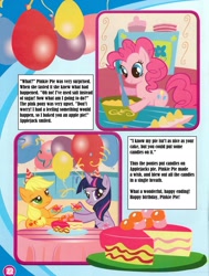 Size: 1210x1600 | Tagged: safe, applejack, pinkie pie, spike, twilight sparkle, dragon, earth pony, pony, angry, cake, comic, food, merchandise, norway, norwegian, translation