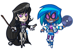 Size: 500x350 | Tagged: safe, artist:the-knick, dj pon-3, octavia melody, vinyl scratch, human, belly button, dark skin, humanized, light skin, midriff