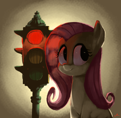 Size: 4266x4170 | Tagged: safe, artist:docwario, fluttershy, pegasus, pony, absurd resolution, bust, female, looking away, mare, portrait, sitting, solo, traffic light