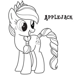 Size: 700x700 | Tagged: safe, applejack, earth pony, pony, coloring page, lineart, official, solo