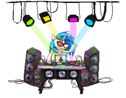 Size: 604x468 | Tagged: safe, artist:cappydarn, dj pon-3, vinyl scratch, pony, unicorn, pixel art, simple background, solo, transparent background, turntable