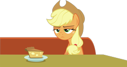 Size: 4100x2169 | Tagged: safe, artist:bluetech, applejack, earth pony, pony, the saddle row review, .svg available, absurd resolution, food, inkscape, pie, simple background, solo, transparent background, unamused, vector