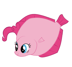 Size: 3235x3019 | Tagged: safe, pinkie pie, fish, fishified, flat fish, halibut, maybe salmon, not salmon, simple background, solo, species swap, transparent background, vector, wat