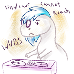 Size: 500x500 | Tagged: safe, artist:vellaart, dj pon-3, vinyl scratch, dinosaur, tyrannosaurus rex, solo, species swap, vinylsaurus rex, wub