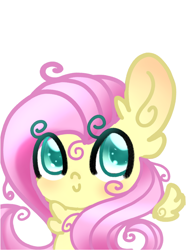 Size: 1536x2048 | Tagged: safe, artist:silviasilvar, fluttershy, pegasus, pony, c:, cheek fluff, chest fluff, chibi, colored eyelashes, colored pupils, cute, ear fluff, eyelashes, female, floating wings, fluffy, looking at you, mare, shyabetes, simple background, smiling, solo, white background