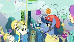 Size: 1920x1080 | Tagged: safe, screencap, bon bon, candy mane, carrot top, golden harvest, linky, lyra heartstrings, pokey pierce, rainbowshine, shoeshine, sugar cookie, sweetie drops, simple ways, goggles, hair bun, helmet, microscope, mobile, planetary bob, wonderbolt trainee uniform