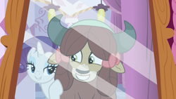 Size: 1280x720 | Tagged: safe, screencap, rarity, yona, pony, unicorn, she's all yak, mirror