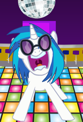 Size: 3236x4792 | Tagged: safe, artist:anthracksthepony, dj pon-3, vinyl scratch, pony, unicorn, disco ball, maw, solo, yelling