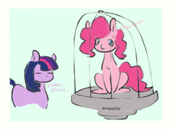 Size: 493x375 | Tagged: safe, artist:asksugardip, derpibooru import, pinkie pie, twilight sparkle, earth pony, pony, 30 minute art challenge, cage