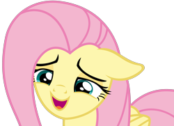 Size: 4303x3119 | Tagged: safe, artist:sketchmcreations, fluttershy, pegasus, pony, fluttershy leans in, absurd resolution, cute, floppy ears, open mouth, shyabetes, simple background, solo, transparent background, vector