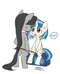 Size: 600x746 | Tagged: safe, artist:megarexetera, dj pon-3, octavia melody, vinyl scratch, earth pony, pony, simple background, sitting, white background, wub