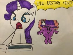 Size: 900x675 | Tagged: safe, artist:tigeressbird324, rarity, pony, unicorn, crossover, foal free press, gabby gums, i'll destroy her, little miss naughty, misspelling, the mr. men show