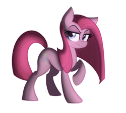 Size: 1024x922 | Tagged: safe, artist:wubcakeva, pinkie pie, earth pony, pony, female, lidded eyes, mare, pinkamena diane pie, raised hoof, simple background, solo, transparent background