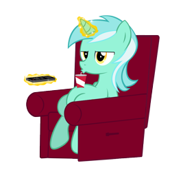 Size: 864x872 | Tagged: safe, artist:flare-chaser, lyra heartstrings, armchair, bored, couch potato, magic, remote, simple background, sitting, soda, solo, television, transparent background, vector