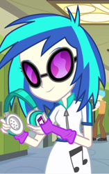 Size: 358x570 | Tagged: safe, screencap, dj pon-3, vinyl scratch, equestria girls, clothes, female, glasses, solo