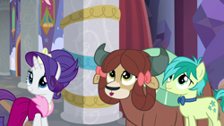 Size: 1280x720 | Tagged: safe, screencap, rarity, sandbar, yona, pony, unicorn, she's all yak