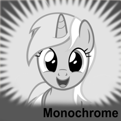 Size: 1000x1000 | Tagged: safe, lyra heartstrings, derpibooru, meta, monochrome, solo, spoilered image joke