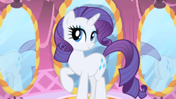 Size: 1280x720 | Tagged: safe, screencap, rarity, pony, unicorn, mirror, opening, solo, theme song