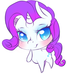 Size: 427x475 | Tagged: safe, artist:tamabel, rarity, pony, unicorn, blushing, chibi, colored pupils, cute, raribetes, simple background, solo, white background