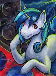 Size: 400x541 | Tagged: safe, artist:aokibengal, dj pon-3, vinyl scratch, pony, unicorn, solo, traditional art